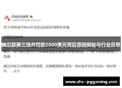魏震禁赛三场并罚款2000美元背后原因揭秘与行业反思