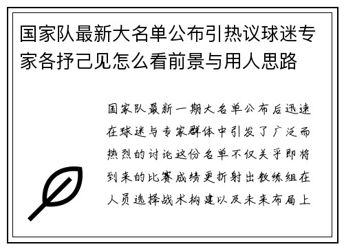 国家队最新大名单公布引热议球迷专家各抒己见怎么看前景与用人思路